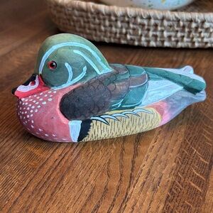 Colorful Hand-Painted Wooden Duck 🦆